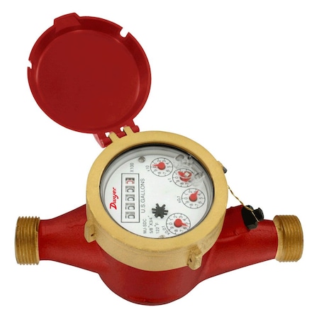 Dwyer Instruments Multi-Jet hot water meter, 5/8" x 3/4" pipe size, 1 gal pulse output. WMH-A-C-02-1